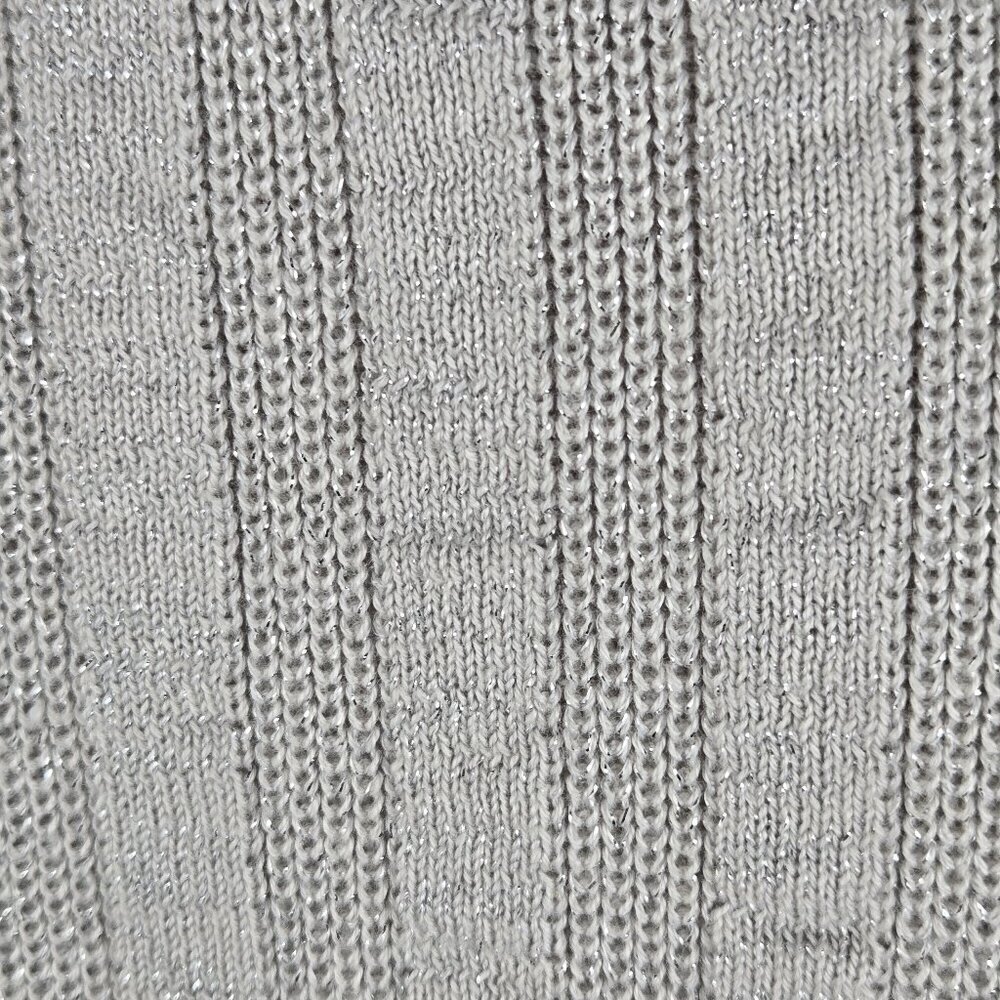 Ruby Rd Size Medium Silver Metallic Ribed Cardigan Button Front Knit Sweater - Picture 7 of 11